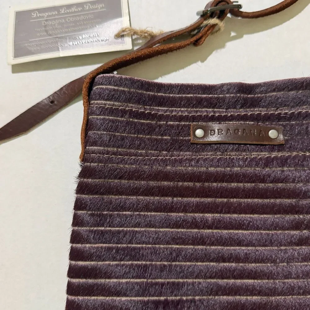 Dragana Obradovic Plum Calf Hair Rows Crossbody